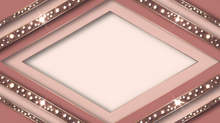 Obraz premium Elegant shiny border with a rhombus shape and peach tones creating an ornate frame