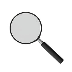 Magnifying glass for detailed inspection, research, or investigation purposes isolated on transparent background.
