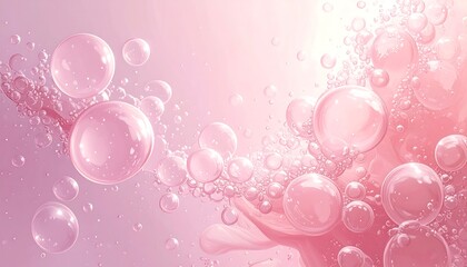 Abstract image with translucent, pink bubbles floating against a gradient background of soft pinks and lavenders. Bubbles sparkle, giving a dreamy feel