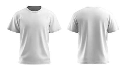 White Short-Sleeve T-Shirt Mockup Front and Back View on Transparent Background