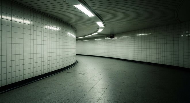 人気のない地下鉄の通路