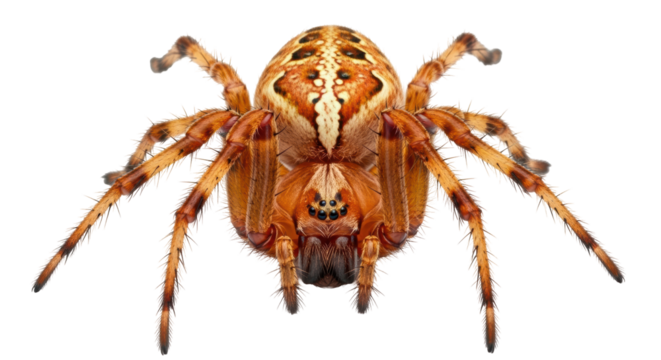 Isolated Orb-Weaver Spider in Sharp Focus Shows Details of its Anatomy and Color Patterns