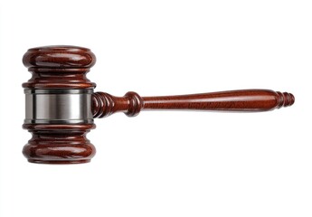 Wooden gavel, polished, isolated on white