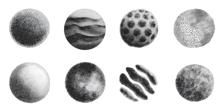 Abstract Black And White Circular And Linear Textures