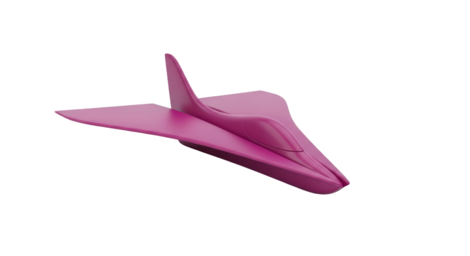 Isolated Purple Spacecraft, futuristic aircraft, with vertical stabilizer in studio shot