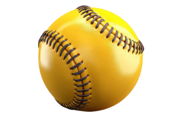 Yellow Softball With Dark Stitches