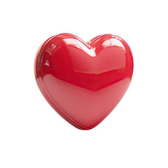 A glossy, three-dimensional red heart, smoothly rendered, isolated on a black background