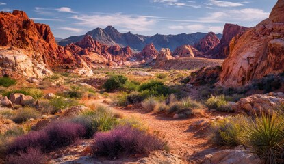 Desert canyon vista, vibrant colors
