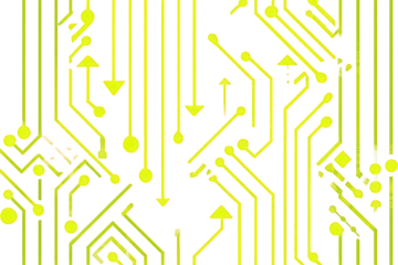 Abstract Circuit Pattern With Bright Yellow Lines On Black Background