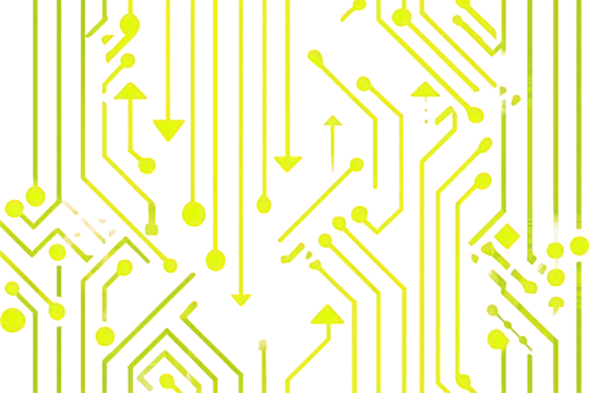 Abstract Circuit Pattern With Bright Yellow Lines On Black Background - Powered by Adobe
