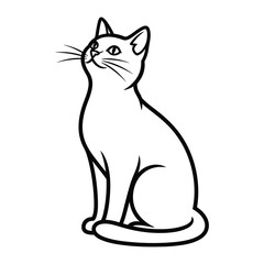 Contemplative Cat Illustration: A sleek, minimalistic illustration of a cat gazes upwards, capturing a sense of curiosity and alertness in its poised posture. 