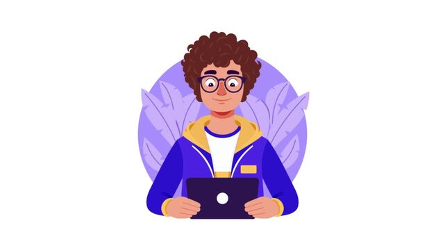 Man using iPad 2D Flat Animation MP4 file