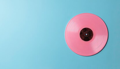 Pink vinyl record on a light blue background (6)