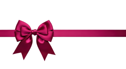 Isolated magenta bow and ribbon, design element for gift wrapping, cards, and decoration