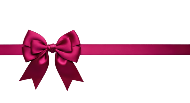 Isolated magenta bow and ribbon, design element for gift wrapping, cards, and decoration