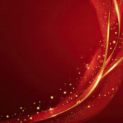 Red background with golden ribbons and stars