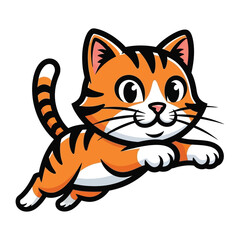 Joyful Cat in Motion: This captivating illustration captures a playful orange cat mid-air, exuding energy, joy, and the infectious thrill of movement. The vibrant colors, sleek design.