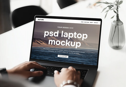 Man using laptop mockup