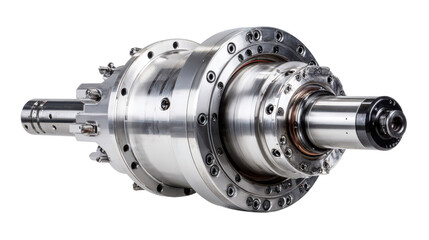 Milling machine spindle rotating background isolated on a Transparent background, PNG file.