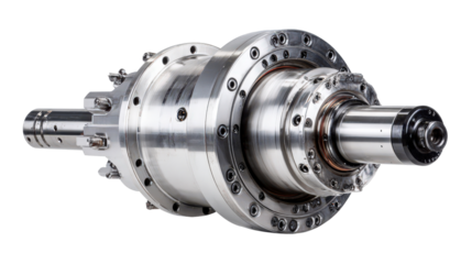 Milling machine spindle rotating background isolated on a Transparent background, PNG file.