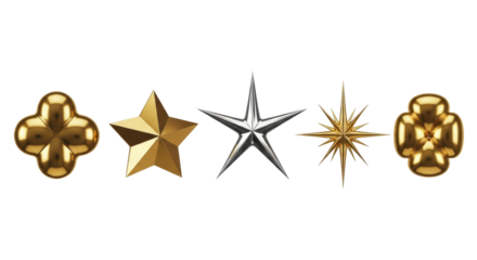 Isolated collection of metal decorative design elements for awards or logo templates.