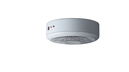 Minimalist smoke detector background isolated on a Transparent background, PNG file.