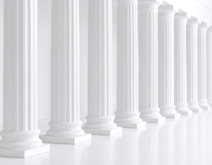 Rows of white columns in a spacious hall