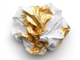 Crumpled paper ball, gold accents (1)
