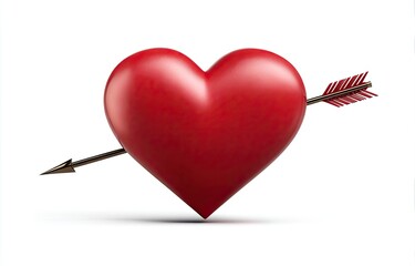 A glossy red heart pierced by a dark arrow