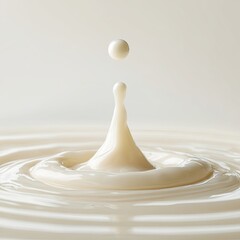 Milk splash, a single drop in a rippled surface