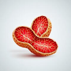 Two open peanut shells, displaying the inside.  Realistic 3D illustration of halves of a peanut.  d