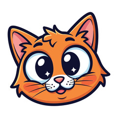 Cute Cartoon Cat Head: A digitally crafted, adorable ginger cat face, radiating warmth and joy. Its wide eyes and charming expression capture the essence of friendliness.