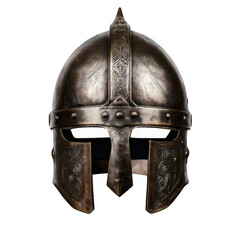 metal antique viking helmet isolated on white or transparent