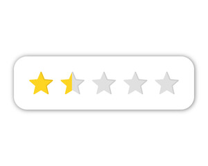 1.5 star rating PNG with transparent background, poor customer review feedback icon for product dissatisfaction and low score