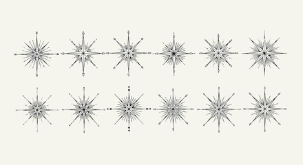 Vector art of collection of vintage compass rose designs