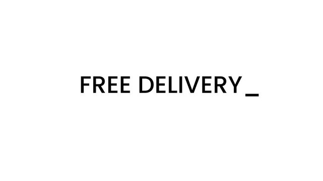 Free Delivery typewriter title animation isolated on white background