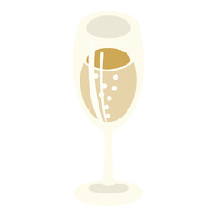 champagne glass with sparkling wine illustration