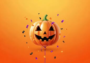 Happy jack o lantern balloon with confetti celebration