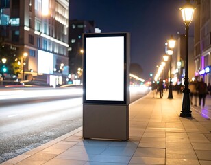 Blank digital billboard at night