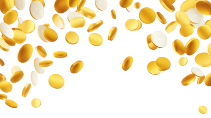 Gold Coins Falling On Black Background