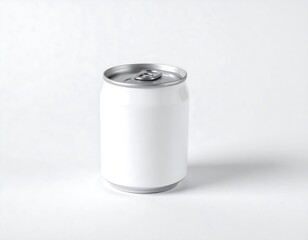Blank white aluminum can on white background