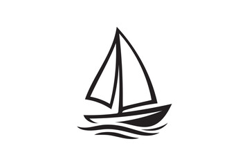 Fototapeta premium Sailing Boat icon silhouette illustration on white background.