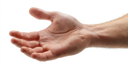 Open hand outstretched, pale skin, neutral pose