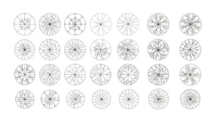 Vector art of collection of circular floral and geometric patterns