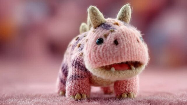 Knitted dinosaur toy