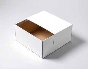 Blank white cardboard box open