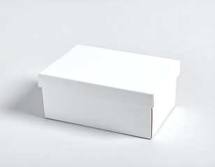 Blank white shoebox on plain background