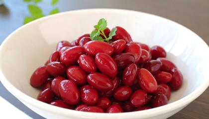 Red beans in a white bowl