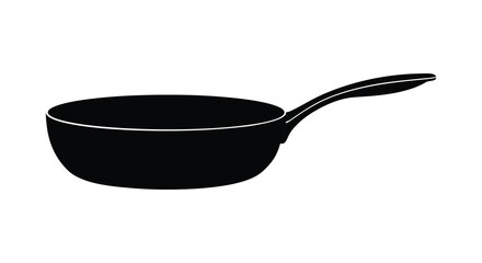 Simple black frying pan illustration isolated on a pure white background
