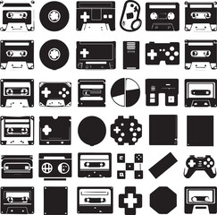 Retro 90s Black Silhouette Vector Set